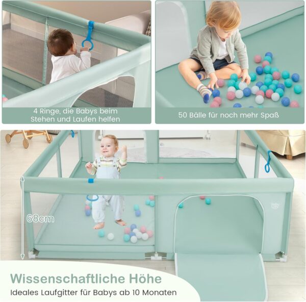 GOPLUS Kojec dla Dziecka 200x180 cm XXL z Piłkami i Materacem Szary