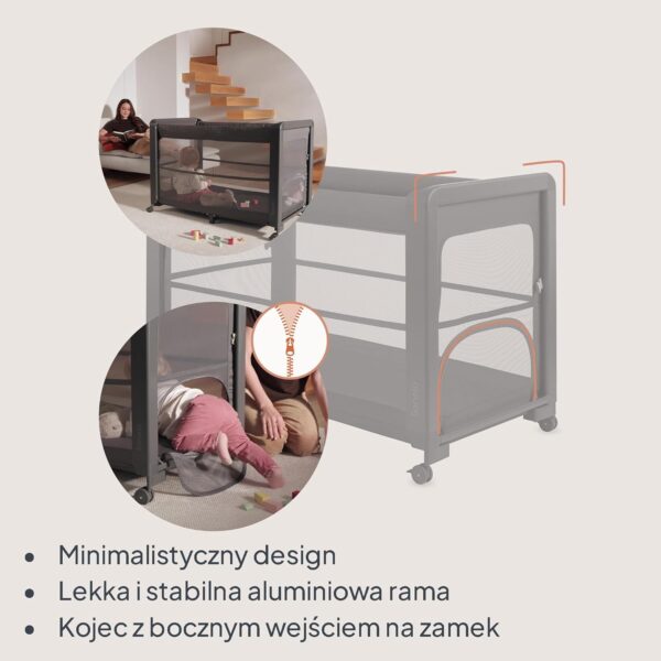 Lionelo Patty Łóżeczko Turystyczne i Dostawne 5w1 z Materacem Szare