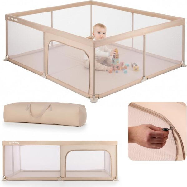 71bIyYQBugL._AC_SL1500_-1 Sun Baby Kojec dla Dziecka XXL 150x200 cm Beżowy Składany z Torbą