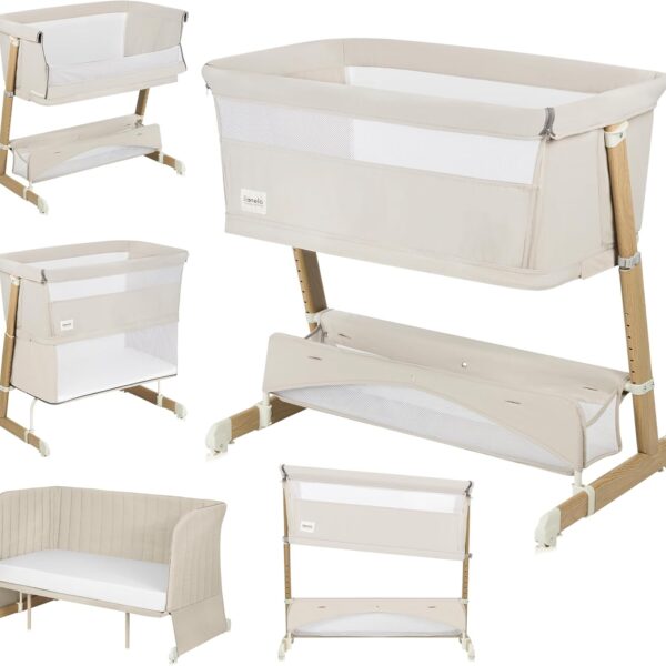 Lionelo Thomi Plus Łóżeczko 5w1 Dostawne Kojec Sofa do 100kg Beżowe