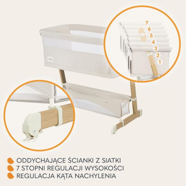 Lionelo Thomi Plus Łóżeczko 5w1 Dostawne Kojec Sofa do 100kg Beżowe