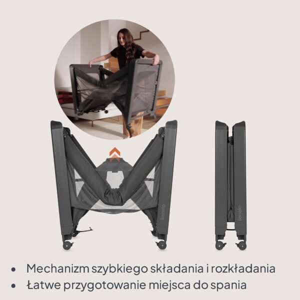 Lionelo Patty Łóżeczko Turystyczne i Dostawne 5w1 z Materacem Szare
