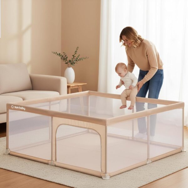 71pUeq21LoL._AC_SL1500_-1 Sun Baby Kojec dla Dziecka XXL 150x200 cm Beżowy Składany z Torbą