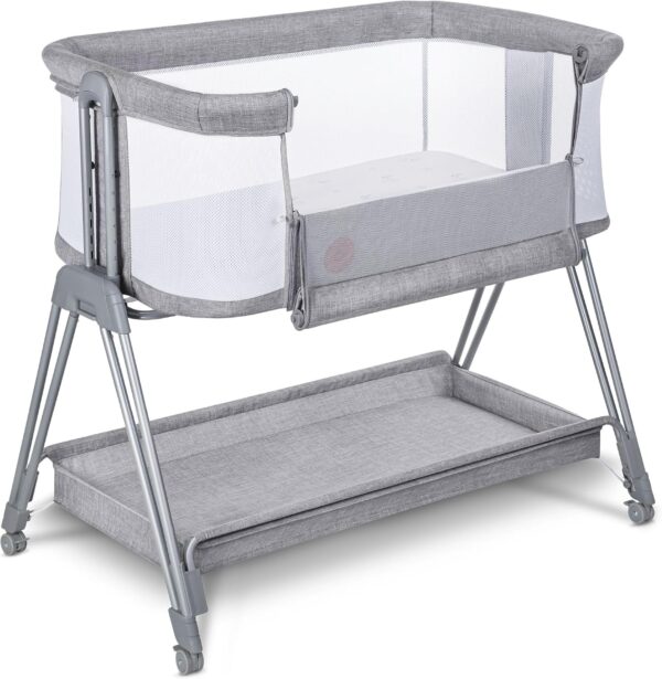 812pDluHBvL._AC_SL1500_ Lionelo Luna Łóżeczko Dostawne 2w1 Co-sleeping z Materacem Szare