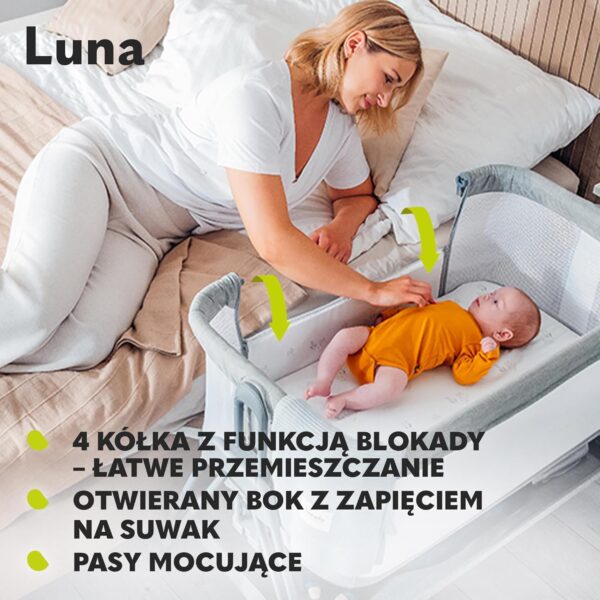 815uGebiRlL._AC_SL1500_ Lionelo Luna Łóżeczko Dostawne 2w1 Co-sleeping z Materacem Szare