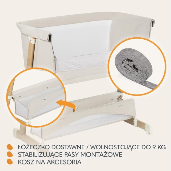 Lionelo Thomi Plus Łóżeczko 5w1 Dostawne Kojec Sofa do 100kg Beżowe