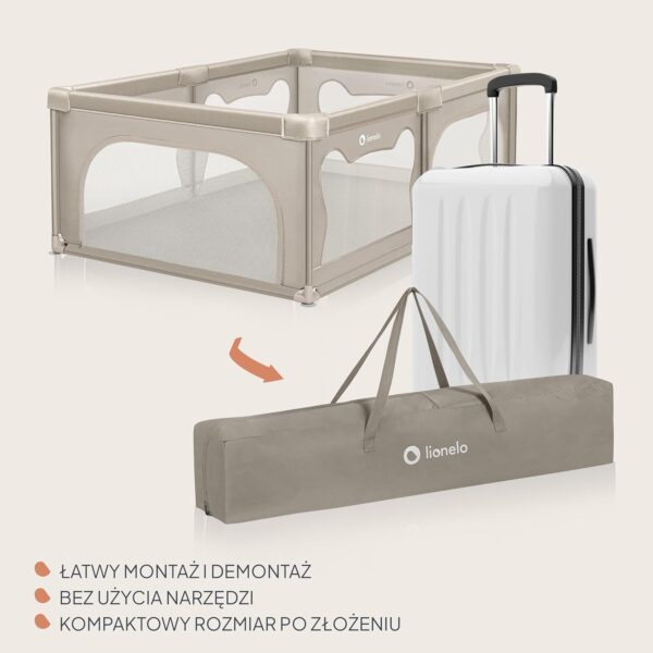 Lionelo Willow Kojec dla Dziecka 120x180 cm Składany Szary z Torbą