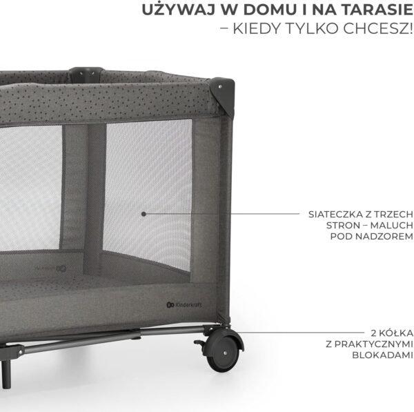 Kinderkraft JOY 2 Łóżeczko Turystyczne 2w1 Składane z Torbą Szare