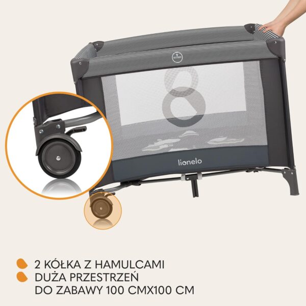 Lionelo Bonnie Kojec dla Dziecka 100x100 cm Składany z Materacem T25 Szary