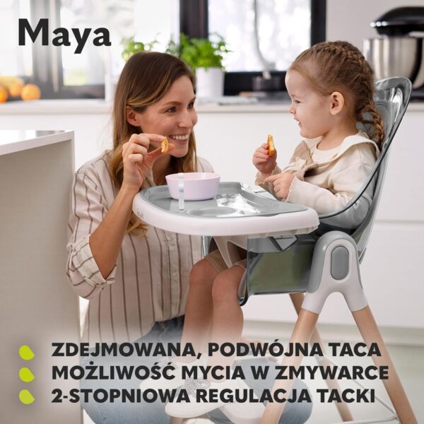 Lionelo Maya Krzesełko do karmienia 2w1 Drewniane do 25kg Szare