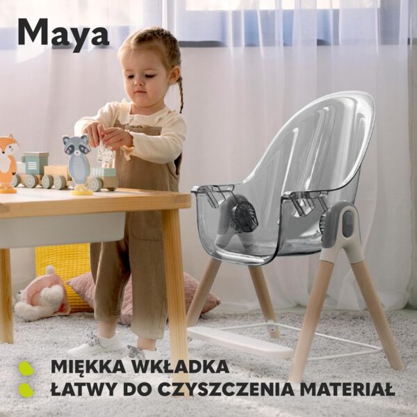 Lionelo Maya Krzesełko do karmienia 2w1 Drewniane do 25kg Szare