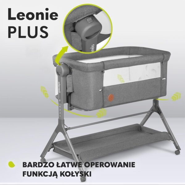 Lionelo Leonie Plus Łóżeczko Dostawne 3w1 z Funkcją Kołyski Szare