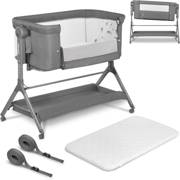 Lionelo Leonie Plus Łóżeczko Dostawne 3w1 z Funkcją Kołyski Szare