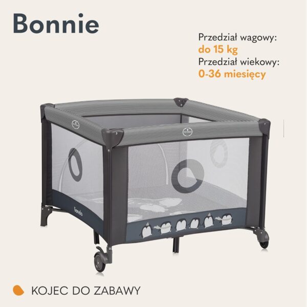 Lionelo Bonnie Kojec dla Dziecka 100x100 cm Składany z Materacem T25 Szary