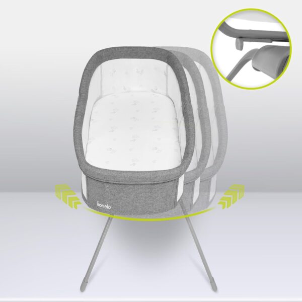 Lionelo Malin Evo Kołyska Niemowlęca 3w1 Łóżeczko Bujane Szare