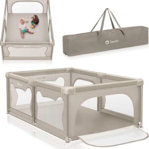 81qnPewmWL._AC_SL1500_ COSTWAY Kojec dla Dziecka 124x124 cm Składany z Piłkami i Uchwytami Szary