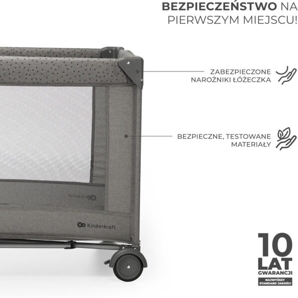 Kinderkraft JOY 2 Łóżeczko Turystyczne 2w1 Składane z Torbą Szare