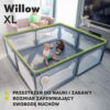 Lionelo Willow XL Duży Kojec dla Dziecka 187x207 cm Szary Składany