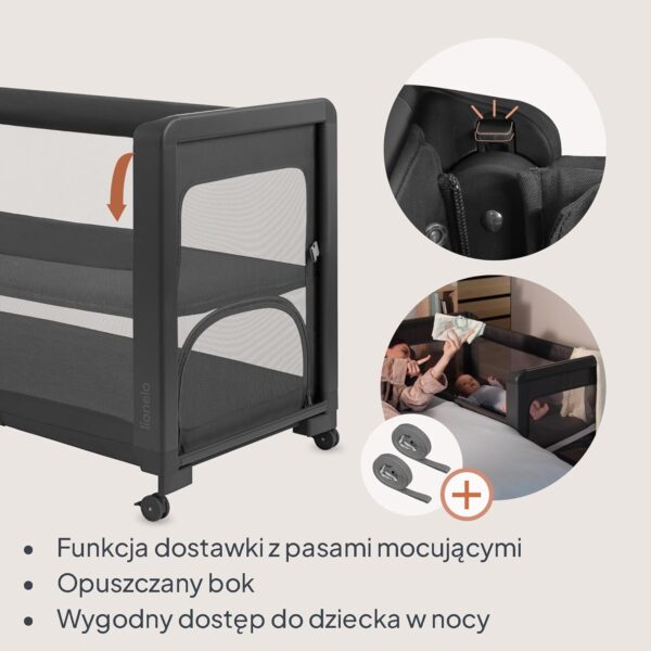 Lionelo Patty Łóżeczko Turystyczne i Dostawne 5w1 z Materacem Szare