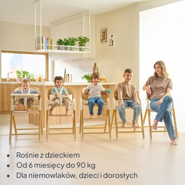 Lionelo Celia Krzesełko do karmienia Drewniane 2w1 do 90kg Szare