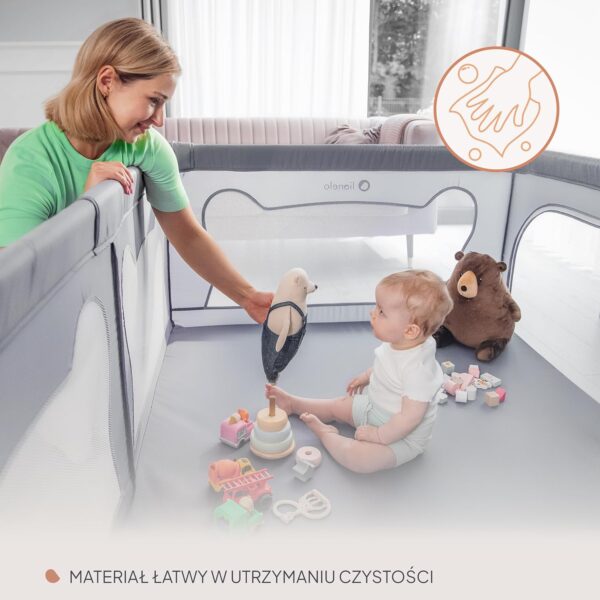 Lionelo Willow Kojec dla Dziecka 120x180 cm Składany Szary z Torbą